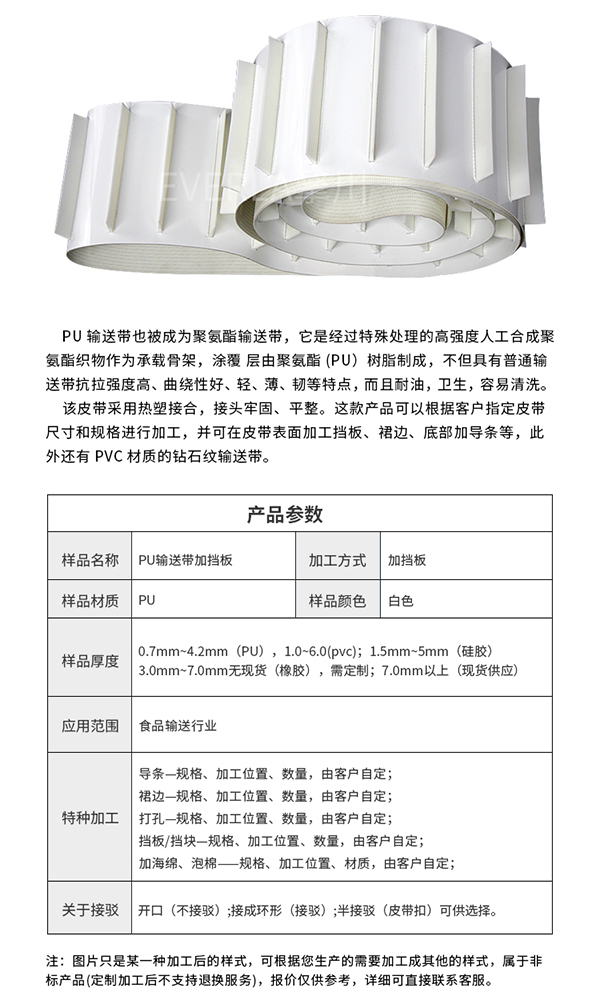 食品級輸送帶加擋板